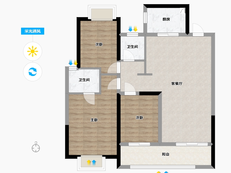 广东省-深圳市-越秀和樾府-105.00-户型库-采光通风