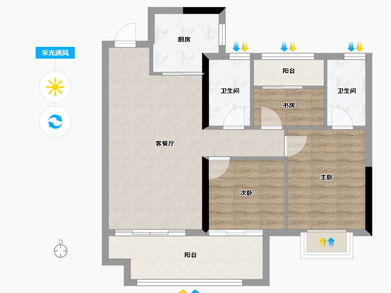 福建省-龙岩市-武平盛世天悦-73.36-户型库-采光通风