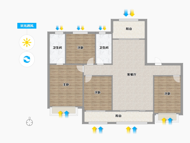 山东省-济南市-珑悦府-143.30-户型库-采光通风