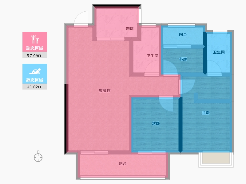 安徽省-亳州市-绿城·亳州蘭园-86.41-户型库-动静分区