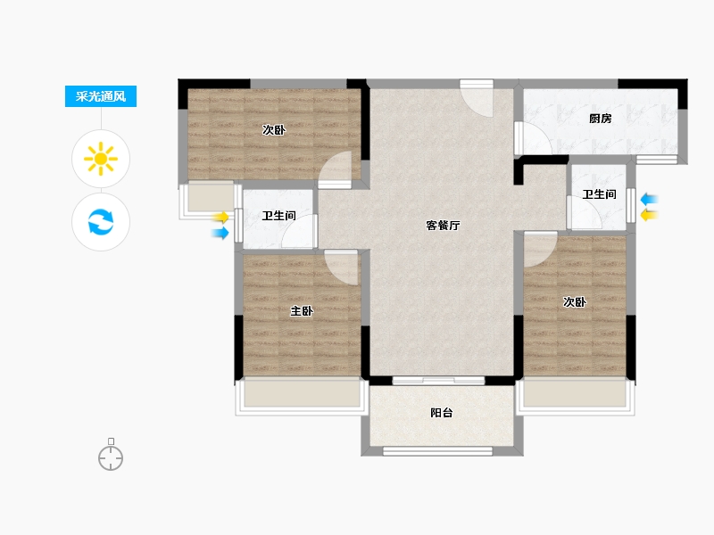 河南省-南阳市-淅川滨河府-92.01-户型库-采光通风