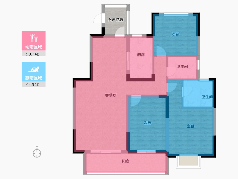 陕西省-咸阳市-力高宝格丽天悦华府-95.99-户型库-动静分区