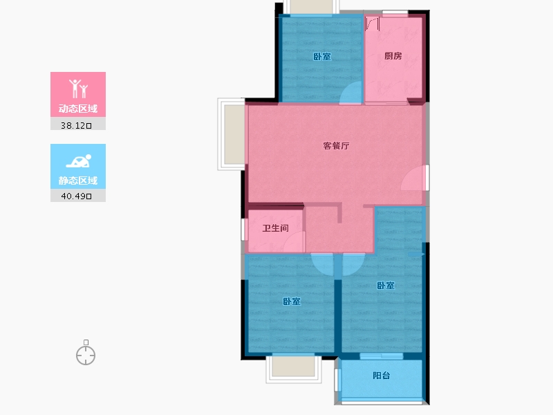 湖北省-武汉市-保利城七期云廷-70.35-户型库-动静分区