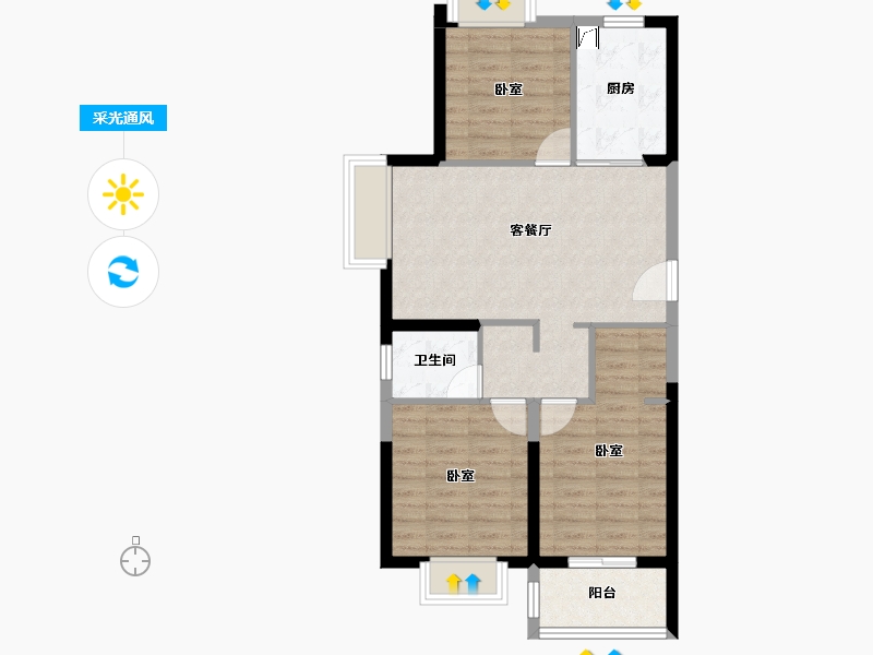 湖北省-武汉市-保利城七期云廷-70.35-户型库-采光通风