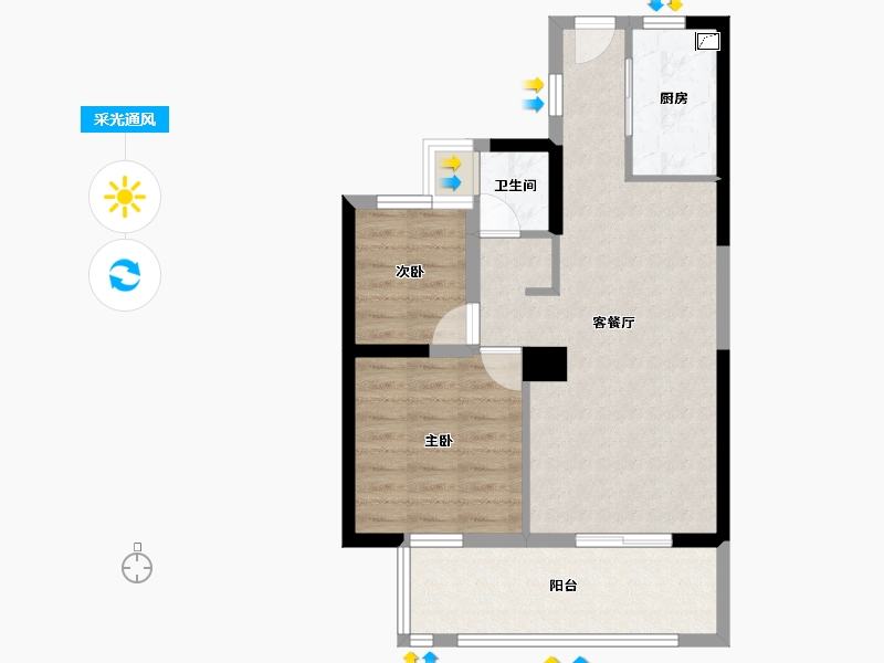 福建省-漳州市-园博壹号院-62.40-户型库-采光通风