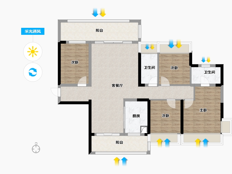 湖南省-衡阳市-合兴新城-97.77-户型库-采光通风