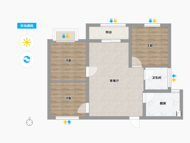 湖北省-武汉市-武地万科澄园-66.00-户型库-采光通风