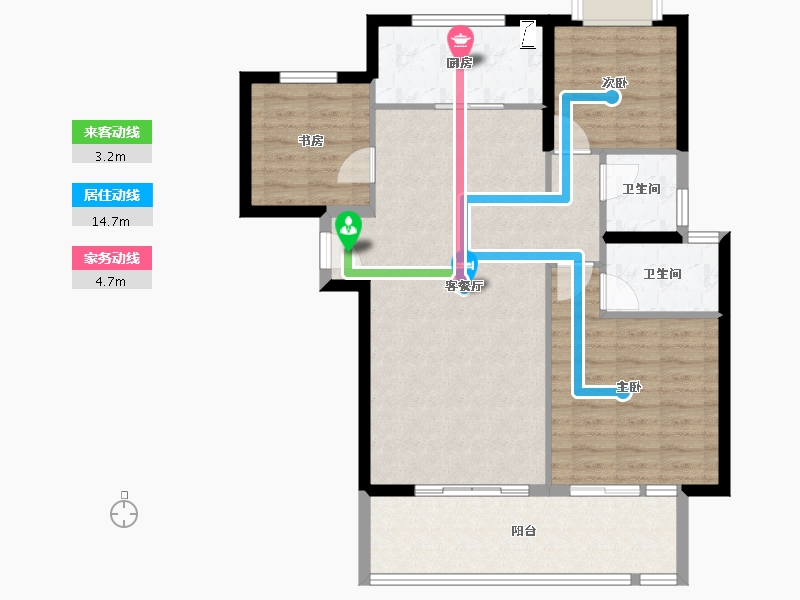 福建省-漳州市-园博壹号院-90.40-户型库-动静线