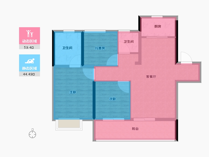 安徽省-亳州市-建投双清湾-93.60-户型库-动静分区