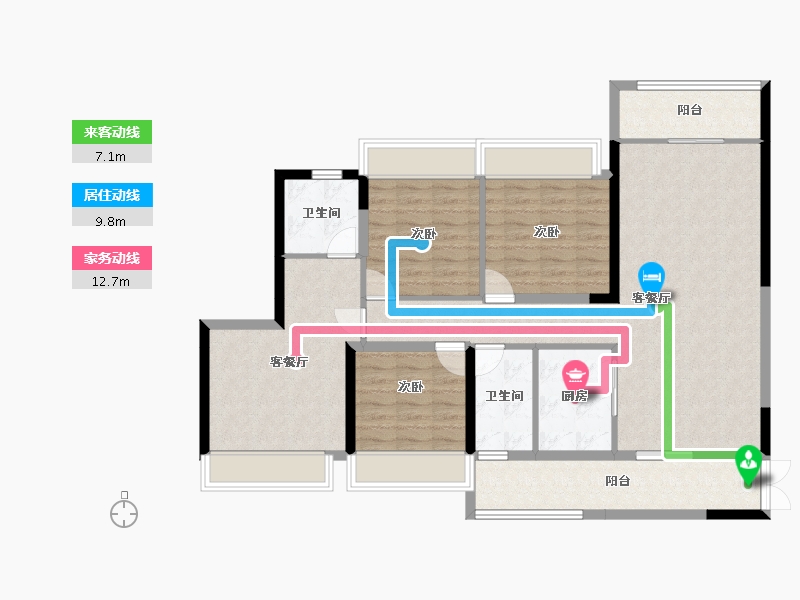 湖北省-恩施土家族苗族自治州-汉元·世纪城-113.50-户型库-动静线