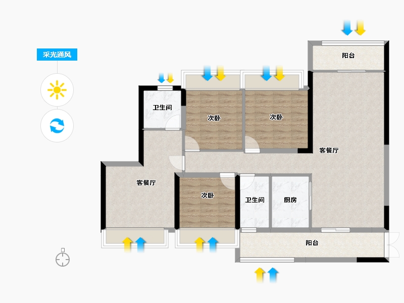 湖北省-恩施土家族苗族自治州-汉元·世纪城-113.50-户型库-采光通风