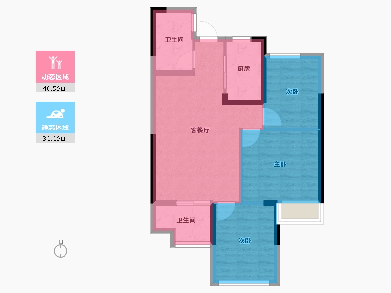 福建省-漳州市-保利世茂璀璨滨江-64.00-户型库-动静分区