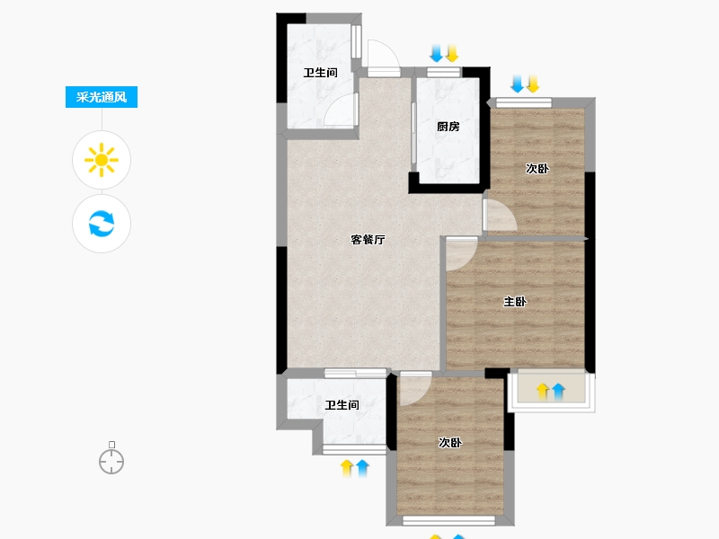 福建省-漳州市-保利世茂璀璨滨江-64.00-户型库-采光通风