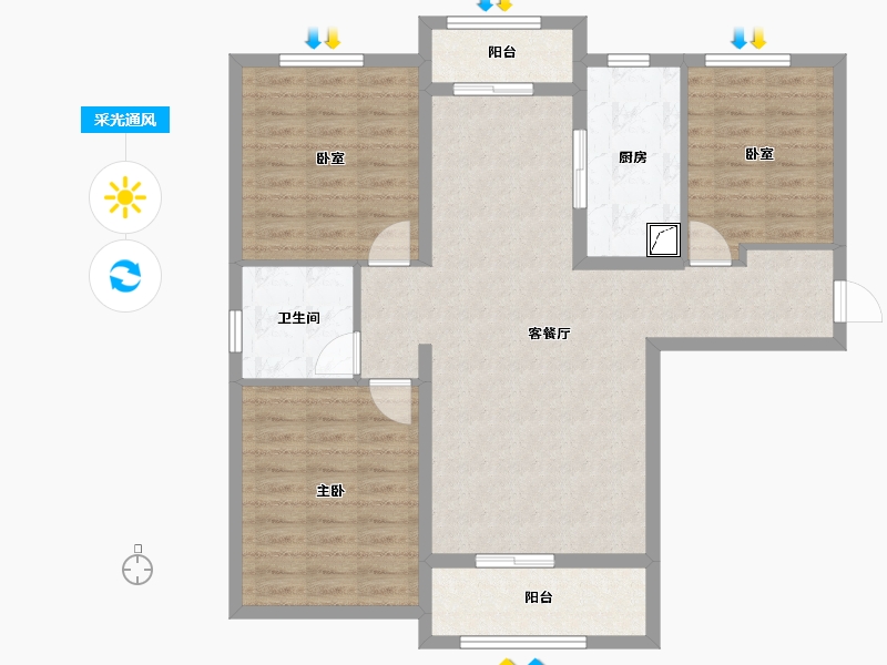 山西省-大同市-德源绿洲二期-95.23-户型库-采光通风