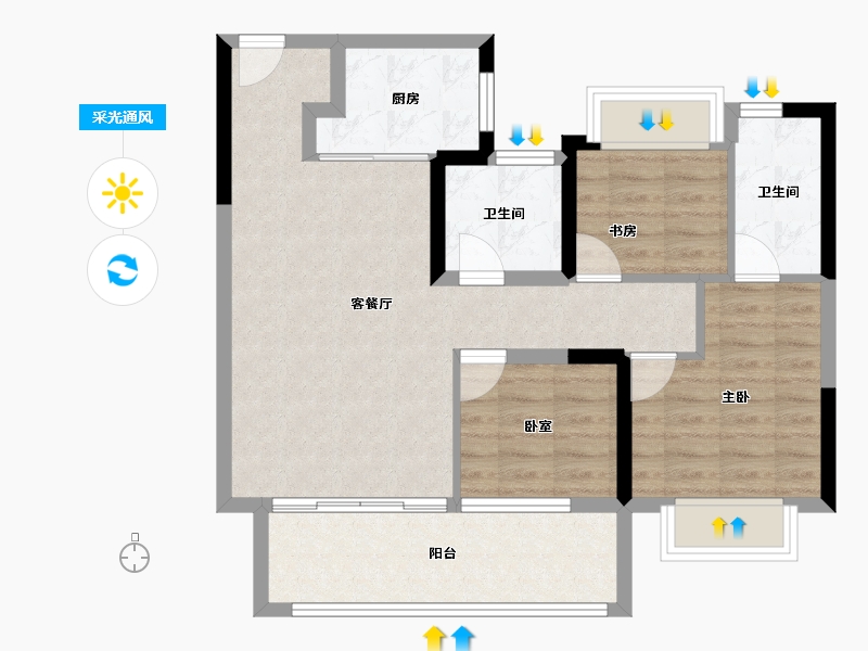 湖北省-襄阳市-宏泰越秀星汇城-76.00-户型库-采光通风