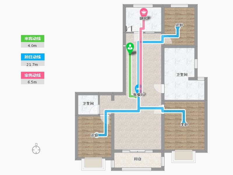 山西省-临汾市-蓝山国际二期-93.81-户型库-动静线