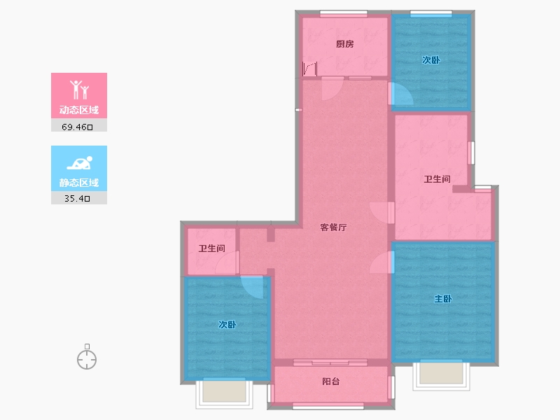 山西省-临汾市-蓝山国际二期-93.81-户型库-动静分区