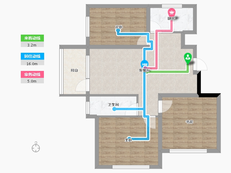 山东省-烟台市-福禄山庄-74.00-户型库-动静线