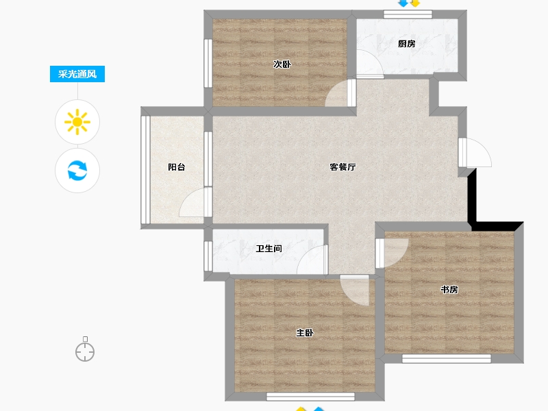 山东省-烟台市-福禄山庄-74.00-户型库-采光通风