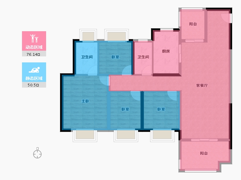 湖北省-襄阳市-宏泰越秀星汇城-113.60-户型库-动静分区