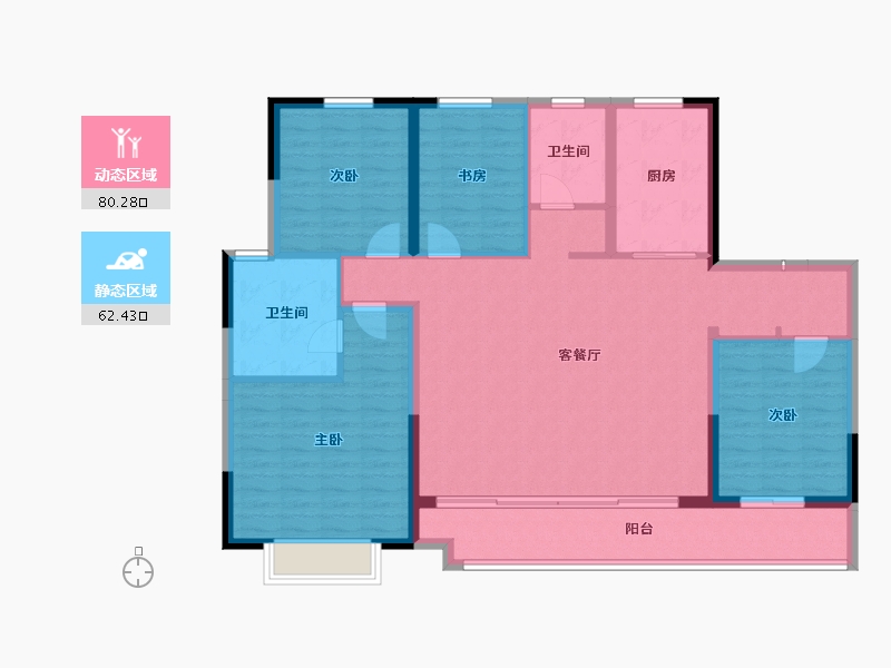 陕西省-咸阳市-鑫苑品悦集-130.00-户型库-动静分区