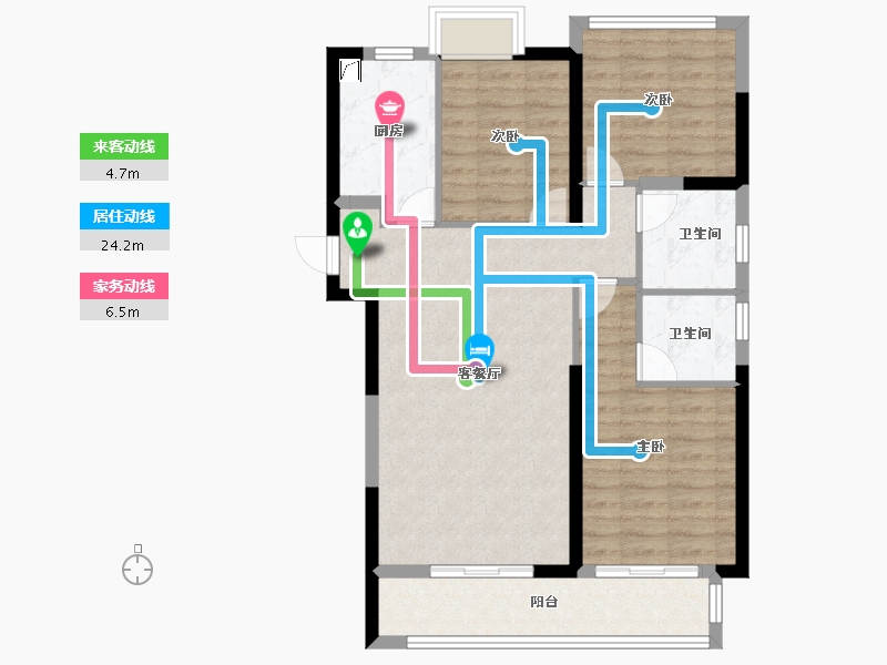 福建省-漳州市-保利世茂璀璨滨江-85.60-户型库-动静线