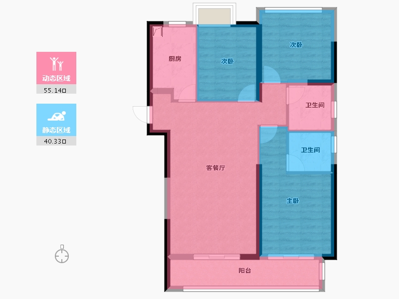 福建省-漳州市-保利世茂璀璨滨江-85.60-户型库-动静分区