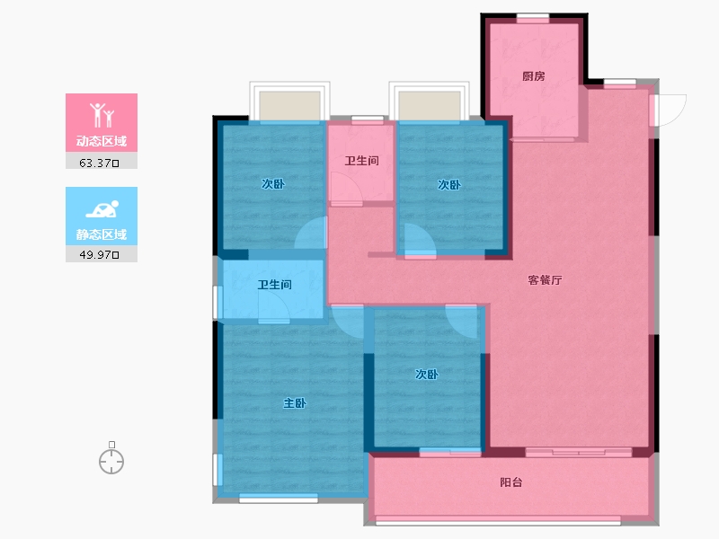 福建省-漳州市-保利世茂璀璨滨江-101.59-户型库-动静分区