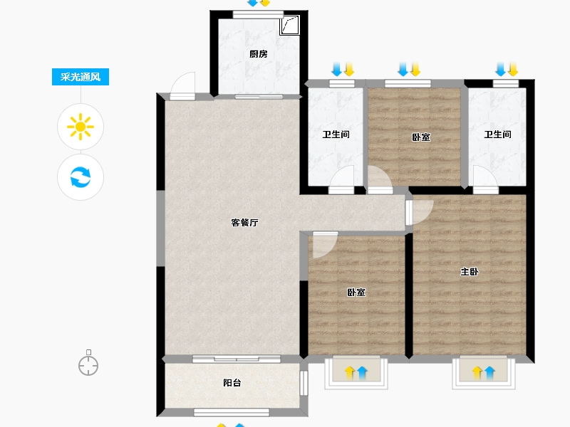 山西省-大同市-铭基天誉铭都-101.55-户型库-采光通风