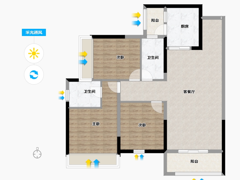 湖北省-恩施土家族苗族自治州-汉元·世纪城-100.58-户型库-采光通风