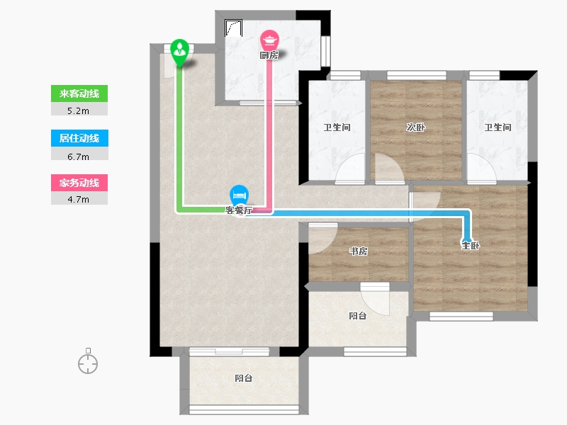 福建省-漳州市-中梁远洋星海天宸-70.40-户型库-动静线