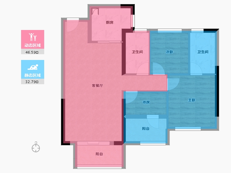 福建省-漳州市-中梁远洋星海天宸-70.40-户型库-动静分区