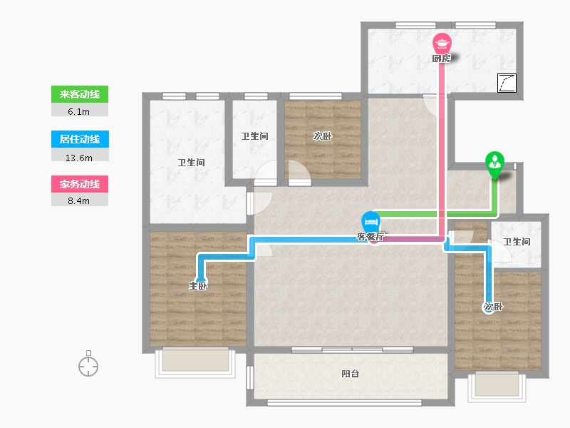 山西省-临汾市-蓝山国际二期-124.11-户型库-动静线