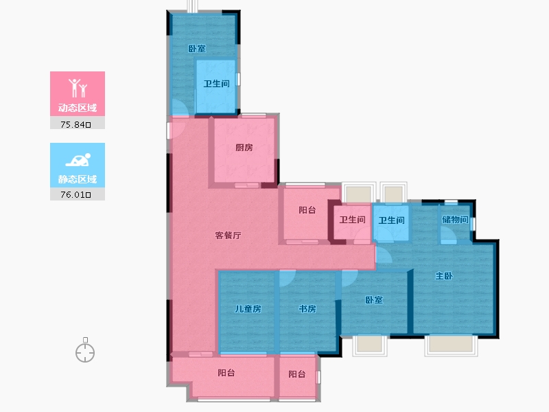 湖北省-襄阳市-宏泰越秀星汇城-133.60-户型库-动静分区