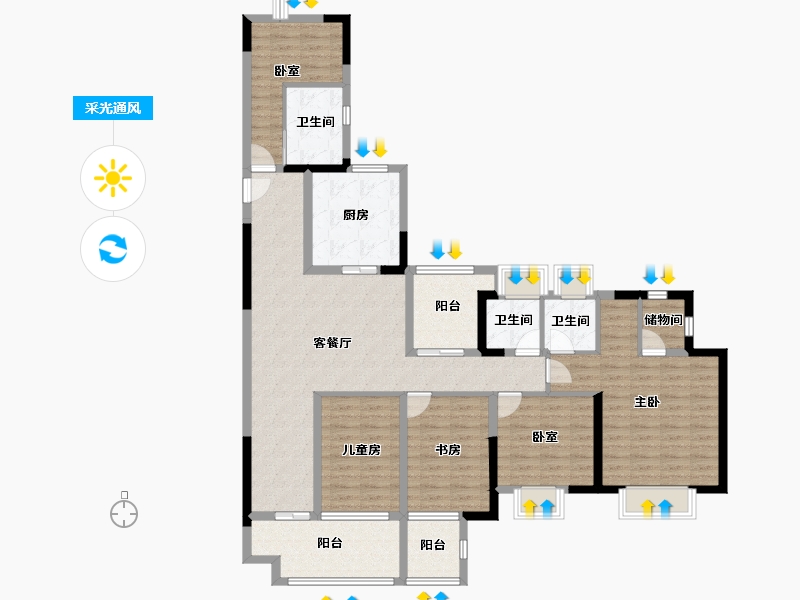 湖北省-襄阳市-宏泰越秀星汇城-133.60-户型库-采光通风