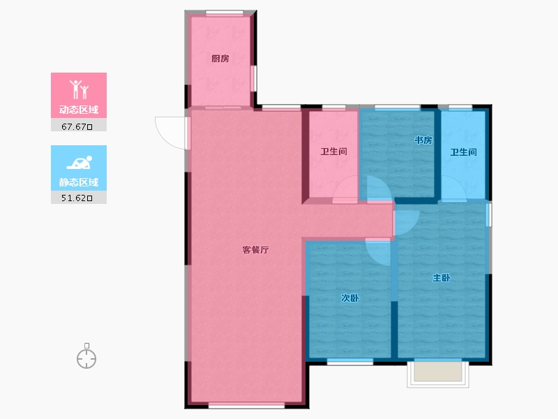 内蒙古自治区-乌兰察布市-东方·壹号院-108.01-户型库-动静分区