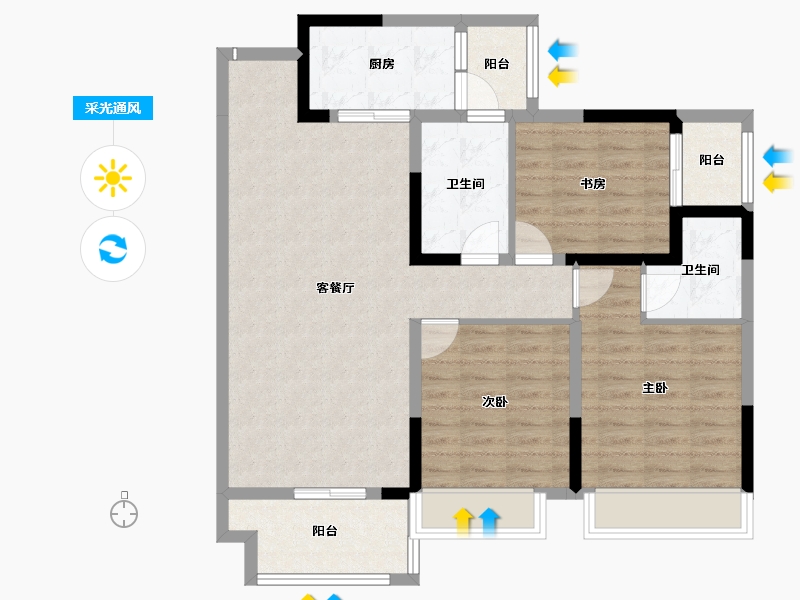 湖北省-恩施土家族苗族自治州-汉元·世纪城-93.60-户型库-采光通风