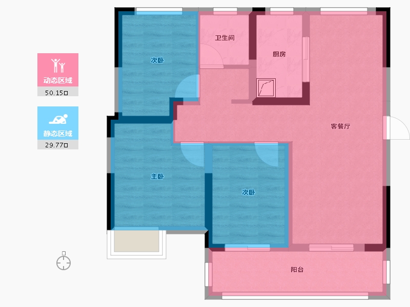 安徽省-蚌埠市-华地公馆-84.00-户型库-动静分区