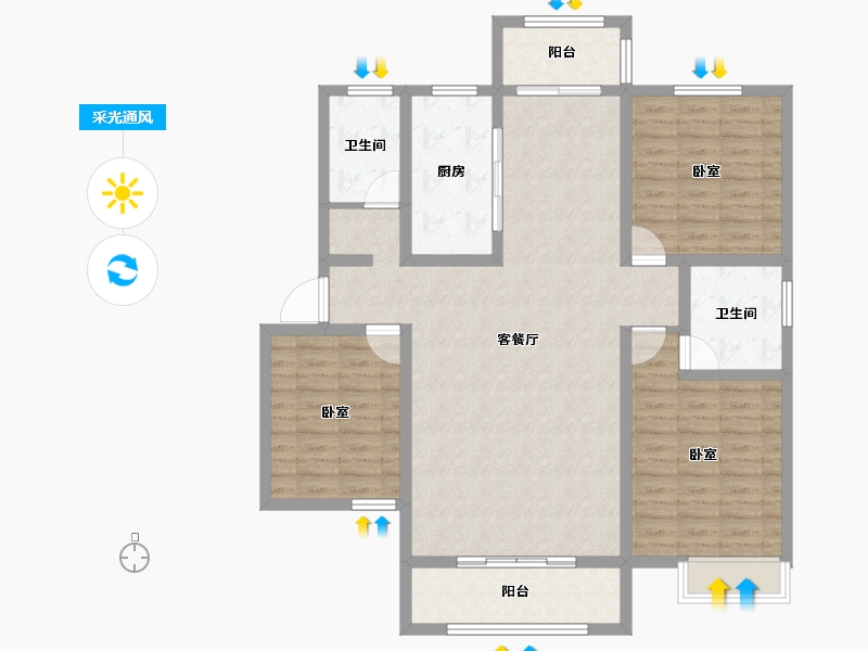 河南省-南阳市-玖福泓城-116.71-户型库-采光通风