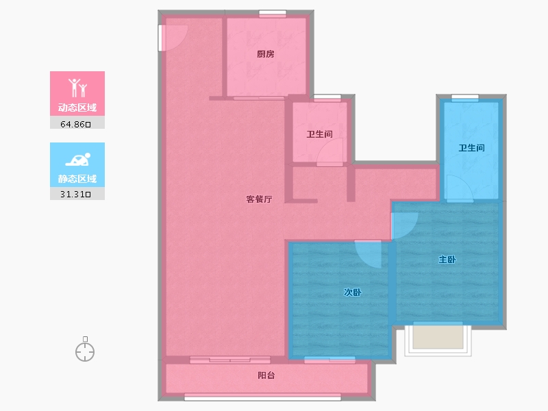 陕西省-咸阳市-龙湖上城-86.00-户型库-动静分区