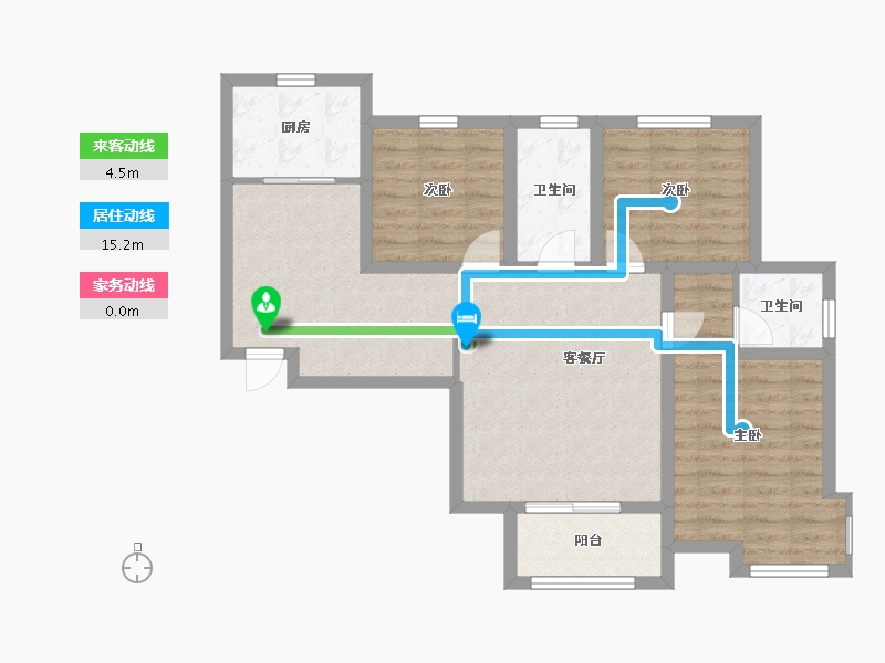 陕西省-咸阳市-颐和名居-83.87-户型库-动静线