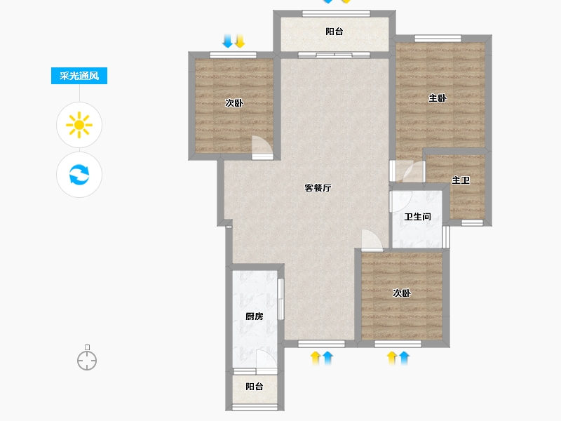 四川省-成都市-宁江大院四期-99.26-户型库-采光通风