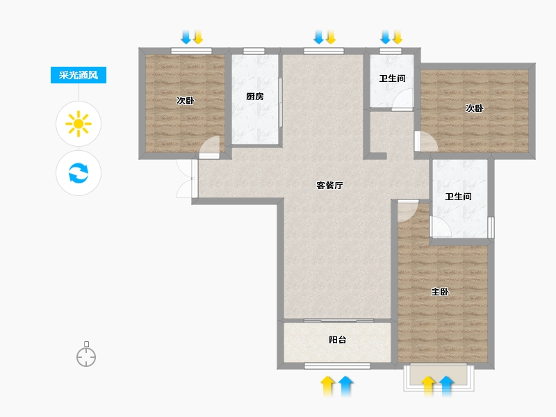 甘肃省-陇南市-泓盛·宜和家苑-110.02-户型库-采光通风