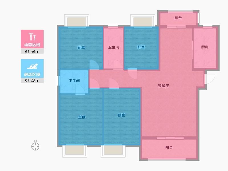 湖北省-咸宁市-始峰悦府-110.84-户型库-动静分区