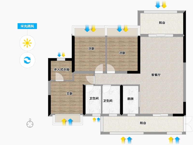 湖北省-恩施土家族苗族自治州-汉元·世纪城-108.00-户型库-采光通风