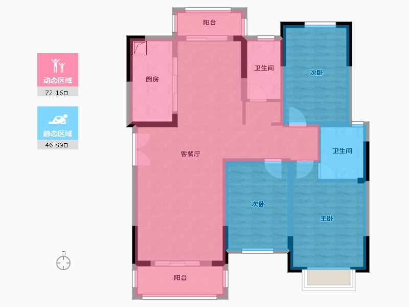 河南省-郑州市-二七万达-3号院-110.00-户型库-动静分区