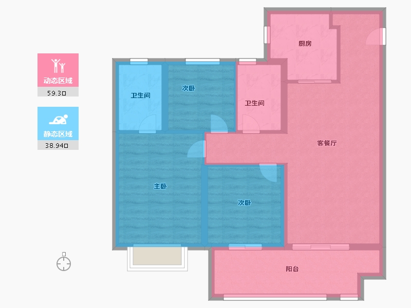 陕西省-咸阳市-金科集美嘉悦-88.00-户型库-动静分区