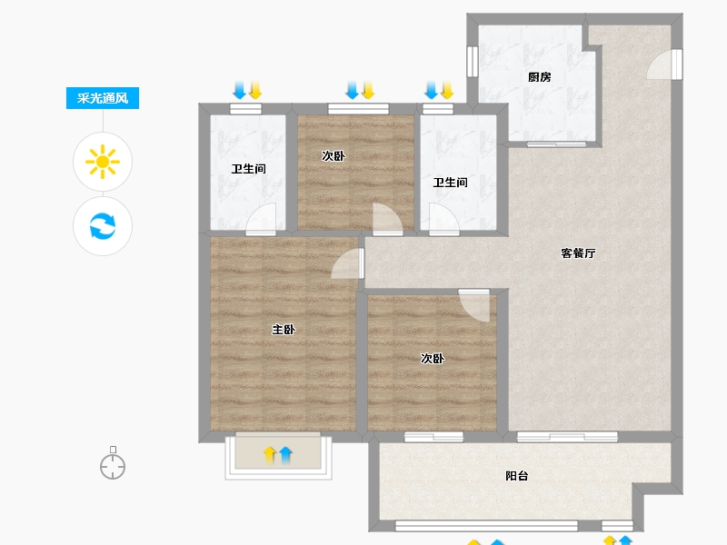 陕西省-咸阳市-金科集美嘉悦-88.00-户型库-采光通风