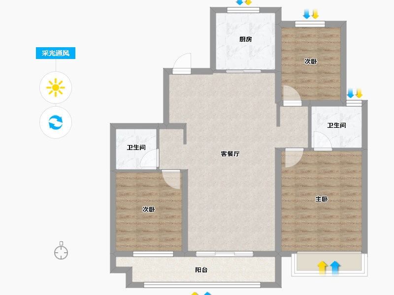 山西省-临汾市-融创未来壹号-89.02-户型库-采光通风