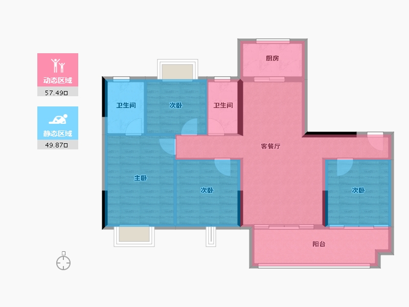 福建省-龙岩市-武平盛世天悦-96.91-户型库-动静分区